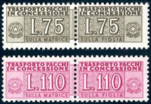 1955 - 75 lire e 110 lire, filigrana stelle ... 