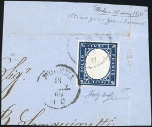1860 - 20 cent. azzurro scurissimo (Sardegna ... 