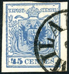 1853 - 45 cent. azzurro ardesia chiaro, II ... 