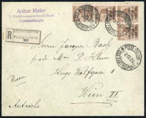 COSTANTINOPOLI 1922 - 3,30 pi. su 40 cent. ... 