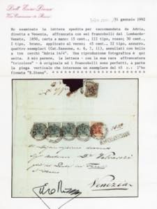 1852/58 - 15 cent. rosso, 45 cent. ... 