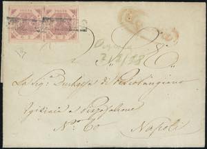 1858 - 2 grana lilla rosa, I tavola (5b), ... 