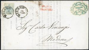 1854 - 45 cent. azzurro ardesia, I tipo, ... 