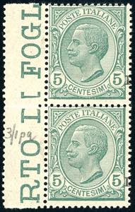 1912 - 5 cent. Leoni, soprastampa del II ... 