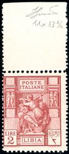 1929 - 2 lire Sibilla Libica, dent. 11x13 ... 