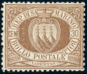 1877 - 30 cent. Stemma (6), buona ... 