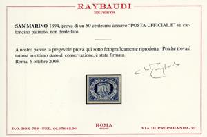 1894 - 50 cent. azzurro Stemma, ... 