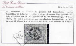 1894 - 1 lira oltremare Stemma ... 