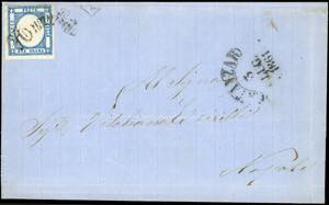 1861 - 2 grana azzurro chiaro, filetto di ... 