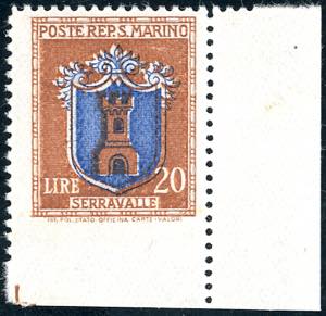 1945 - 20 lire Stemmi, non dentellato in ... 