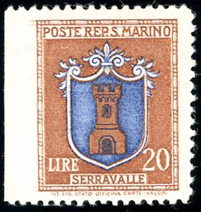 1945 - 20 lire Stemmi, non dentellato a ... 