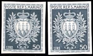 1946 - 50 lire Stemmi (295), due prove in ... 