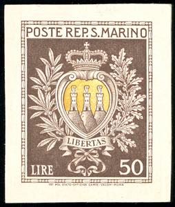 1946 - 50 lire Stemmi (295), prova in colori ... 
