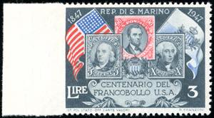 1947 - 3 lire Centenario francobollo Stati ... 