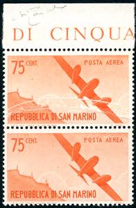 1946 - 75 cent. Vedute, coppia verticale, un ... 