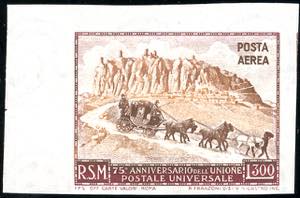 1951 - 300 lire UPU, non dentellato (95a), ... 