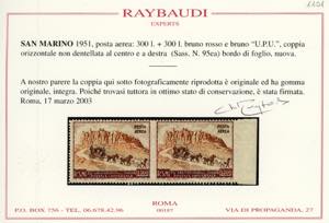 1951 - 300 lire UPU, coppia ... 