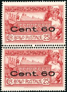 1923 - 60 cent. su 25 cent. Veduta, coppia ... 