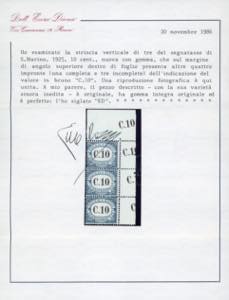 1925 - 10 cent., striscia ... 