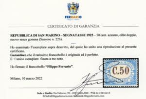 1925 - 50 cent. azzurro, cifre ... 