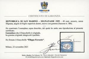 1939 - 40 cent., senza filigrana ... 
