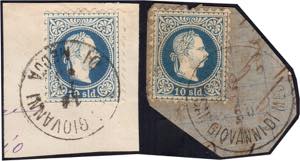 AUSTRIA 1867 - 10 k. azzurro (35), due ... 