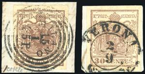 1851 - 30 cent., I tipo, carta a coste ... 