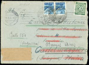 GERMANIA/ITALIA/ARGENTINA 1948 - Redirected ... 