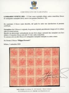 1854 - 15 cent. rosso vermiglio ... 