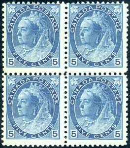 CANADA 1898/1903 - 5 cent. azzurro su carta ... 