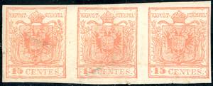1854 - 15 cent. rosso vermiglio, III tipo, ... 
