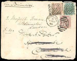 INDIA/GRAN BRETAGNA 1880 - Redirected with ... 