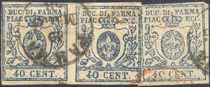 1857 - 40 cent. azzurro, stampa difettosa da ... 
