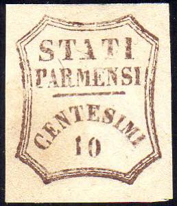 1859 - 10 cent. bruno (14), gomma originale, ... 