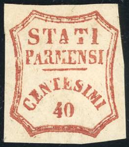 1859 - 40 cent. rosso bruno, I composizione, ... 