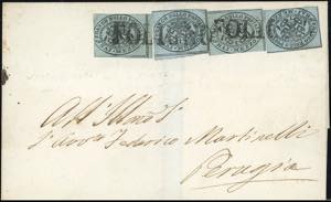 1854 - 1/2 baj grigio azzurro (1a), quattro ... 