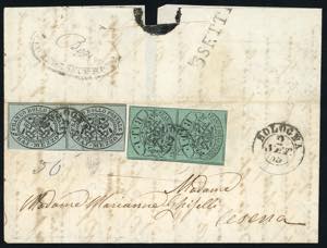 1855 - 1/2 baj grigio azzurro, 1 baj verde ... 