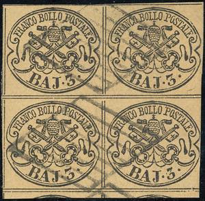 1852 - 3 baj camoscio (4c), blocco di ... 