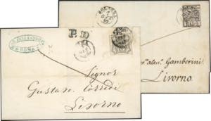 1852 - 5 baj rosa chiaro, 8 baj bianco ... 