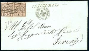 1856 - 5 baj rosa chiaro (6), due esemplari ... 