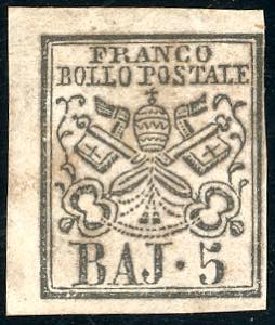 1854 - 5 baj bianco rosaceo, inchiostro ... 