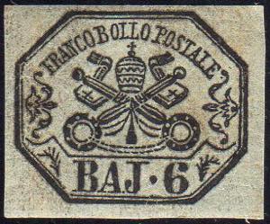 1852 - 6 baj grigio verdastro (7), gomma ... 