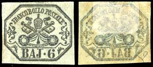 1852 - 6 baj grigio verdastro, decalco ... 