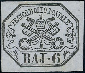 1864 - 6 baj lilla grigio (7A), nuovo, gomma ... 