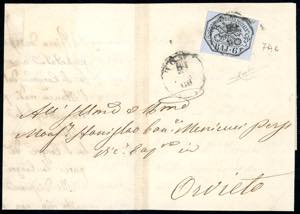 1866 - 6 baj azzurrastro (7Ab), perfetto, su ... 