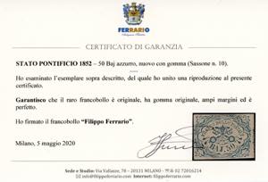 1852 - 50 baj azzurro (10), parte ... 