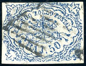 1864 - 50 baj azzurro oltremare scuro, ... 
