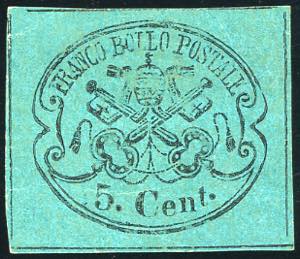 1867 - 5 cent. azzurro verdastro (16), ... 