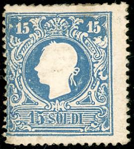1859 - 15 soldi azzurro, II tipo (32), gomma ... 