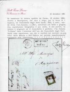 1860 - 5 cent. verde oliva (13Bc), ... 